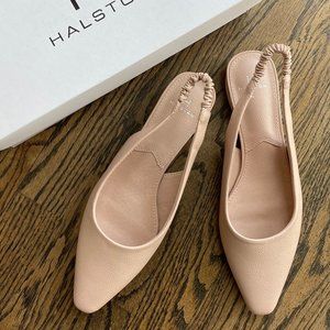 H by Halston nude slingback flats, pointed square toe, sz 8/38.5